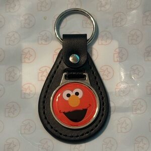 Elmo Black Leather Keychain
